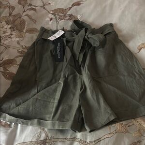 Women's High Waist Olive Shorts